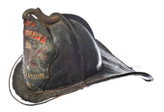 Fire helmet: NY Exempt Association, JR