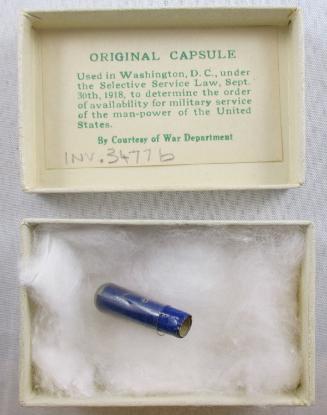 Souvenir draft capsule from World War I in box