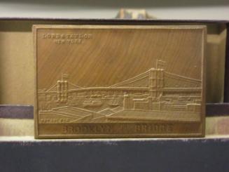 Plaque commemorating the construction of the Brooklyn Bridge