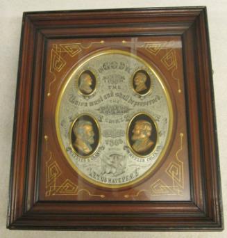 George Washington (1732-1799), Abraham Lincoln (1809-1865), Ulysses S. Grant (1822-1885), and Schuyler Colfax (1823-1885) plaque