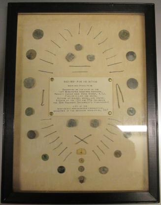 Framed set of pins and buttons (57)