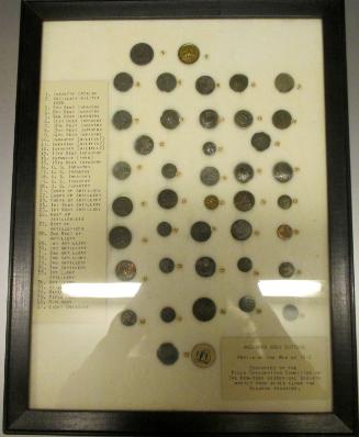 Framed set of American military buttons (41)