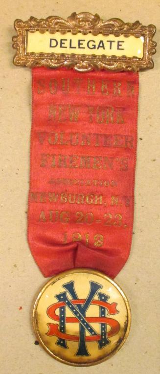 Ribbon badge: Southern NY Volunteer Firemen's Assn Newburgh NY 1918