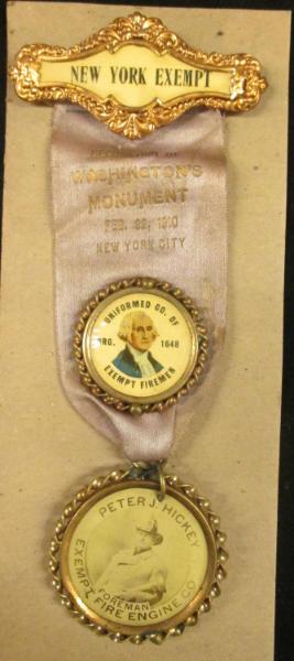 Badge: New York Exempt...Washington's Monument...1910 NYC...