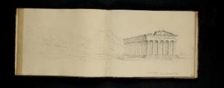 Panoramic View of Paestum (Greek Poseidonia), with the Temple of Hera II (fols. 13v-14r)