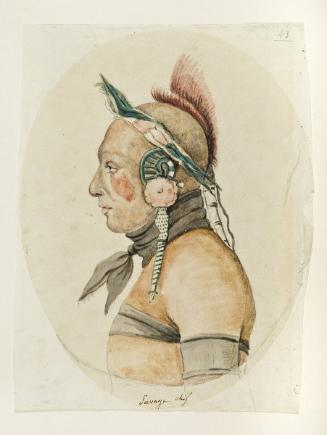 Osage Warrior Wearing a Bird Headdress, after Saint-Mémin