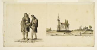 “An Indian and his Squah,” after a Print; Utica Church, Utica, New York, verso: Niagara Falls (American and Bridal Veil Falls)