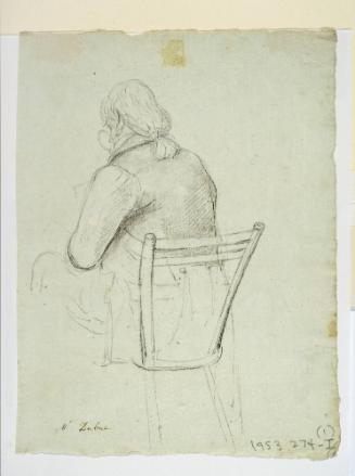 Mr. Dubue Seen from Behind, from the Economical School Series; verso: woman scrubbing