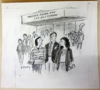 Study for cartoon: Woody Allen / Mia Farrow marquee
