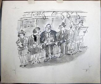 Study for cartoon: Subway commuters