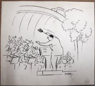 Study for cartoon: Orchestra conductor with Flyswatter
