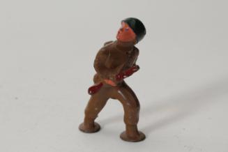Advancing soldier with head turned