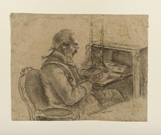 Man Writing at a Folding Secretary by Candlelight