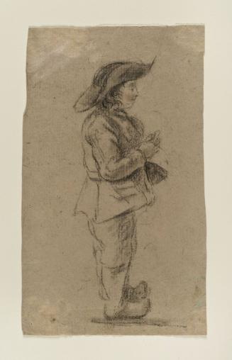 Boy in Profile Wearing a Hat and Wooden Shoes, verso: partial study after Antique male head