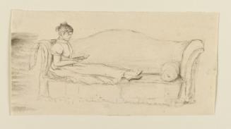 Young Woman Reading and Reclining on a Divan