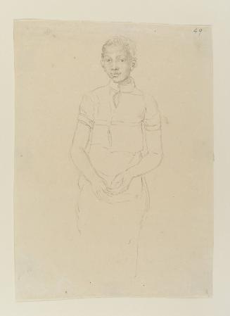 Seated Young Black Woman, verso: young girl reading a story to two children
