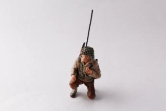 D-Day US 1st Division field communicator kneeling 
