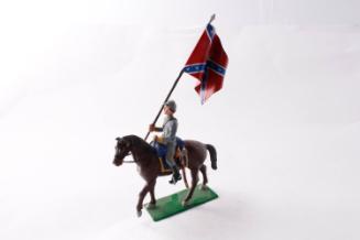 Confederate Civil War flagbearer mounted