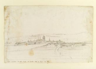 Lake Constance, Switzerland, and Konstanz, Germany: View of Swabia on the Opposite Side of the Rhine Bridge; verso: sketch of Madame Guitton holding infant Joséphine