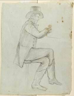 Seated Man in Top Hat, from the “Economical School Series”; verso: male student writing
