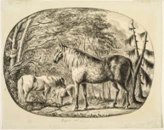 Vignette with Three Horses, after William Gilpin