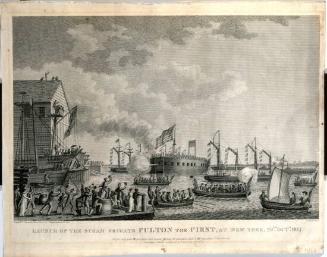 Launch of the Steam Frigate Fulton the First at New York 29th October 1814