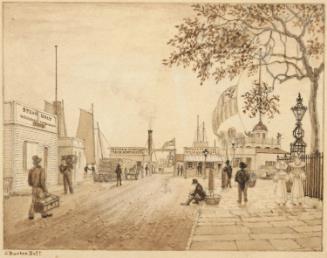 Steamboat Wharf, Whitehall Street, New York City: Study for Plate 12B of "Bourne's Views of New York"
