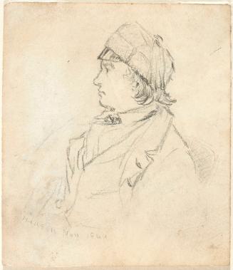 Portrait of an Unidentified Young Man; verso: six studies of male heads (several of Charles Gifford 1827-1861) and one of a horse, 1844