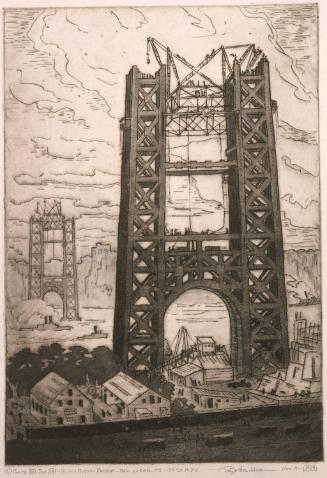 Pylons, Hudson Bridge, View Between 176-177 Streets, New York City