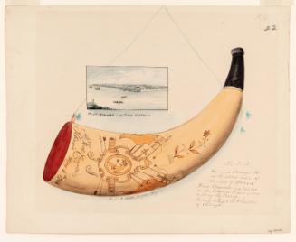 Powder Horn: The J. J. (FW-22), with Vignette of Fort Niagara on Lake Ontario