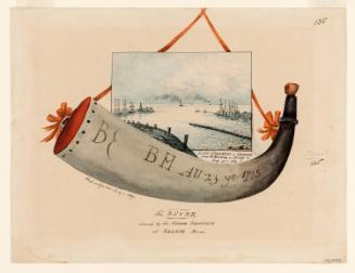 Powder Horn: The B. E. & B. H. (R-135), with a Landscape Vignette of Lake Ontario at Oswego, New York