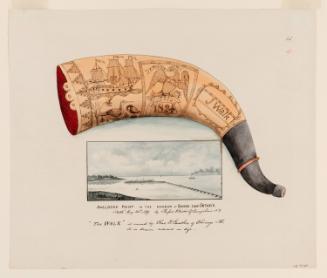 Powder Horn: The J. Walk (H-4), with a Vignette View of Shelden's Point in Oswego Harbor, Lake Ontario, New York