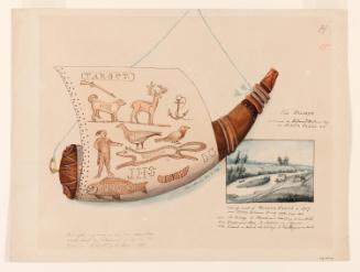 Powder Horn: The J.H.S., J. Palmer, Owner (H-15), with a Vignette View of Seneca Falls, New York, 1817