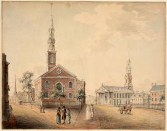 View with St. Paul's Chapel and Brick Presbyterian Church, New York City
