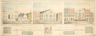 The Three Buildings of the John Street Methodist Church, New York City, (1768-1841): Study for a Lithograph