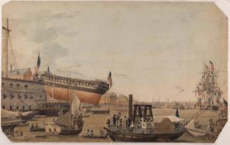 Launching of the United States Ship-Of-The-Line "Ohio" at the New York Navy Yard, May 30, 1820