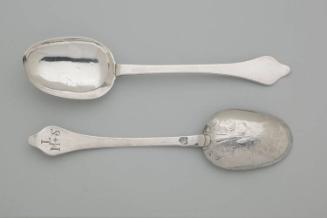 Spoons (pair) owned by Moses Lippit (1668–after 1714) and Sarah Throckmorton (1674–after 1728)