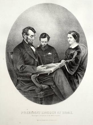 President Lincoln at Home, Reading the scriptures to his son and wife