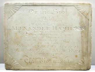Tablet marking location where Alexander Hamilton (ca. 1755–1804) was wounded