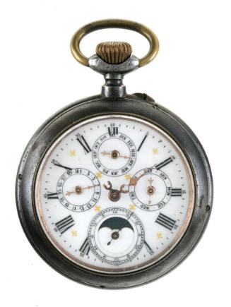 Pocket watch with calendar dial
