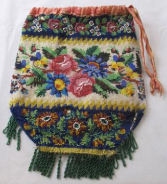 Purse: floral beaded and drawstring