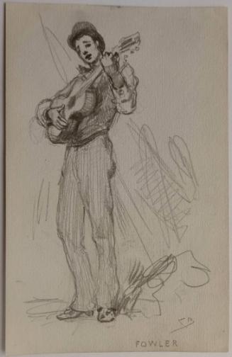 Frank Fowler (1852-1910) Playing a Guitar