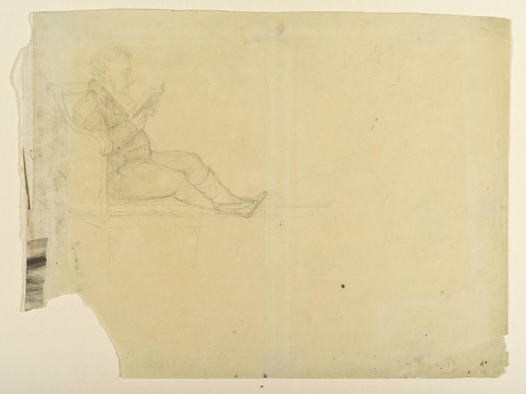 Man Seated on a Divan Reading; verso: seated woman reading
