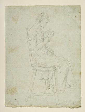 Female Student Reading, from the Economical School Series; verso: three figure studies