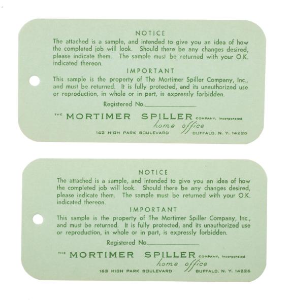 Mortimer Spiller Company sample print card
