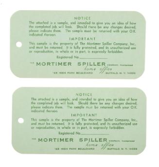 Mortimer Spiller Company sample print card