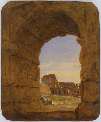 View of the Coliseum Seen Through the Arch of Titus, Rome, Italy