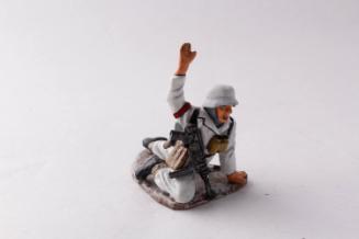 WWII German Army Waffen SS winter soldier signaling on ground