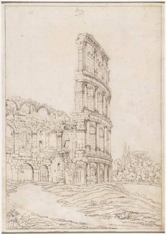 Study of the Roman Colosseum; verso: landscape sketch of the Roman Campagna with the Ponte Nomentano