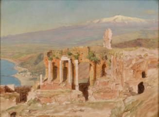 View of the Ruins of the Greek Theater at Taormina and Mount Etna, Sicily